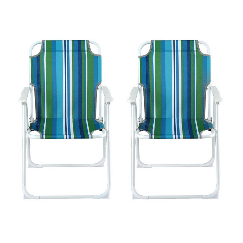 Azielle Set of 2 Outdoor Chairs Folding Camping Chair Steel Portable Patio Furniture - Black