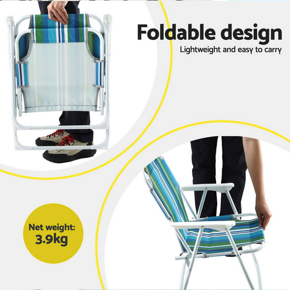 Azielle Set of 2 Outdoor Chairs Folding Camping Chair Steel Portable Patio Furniture - Black