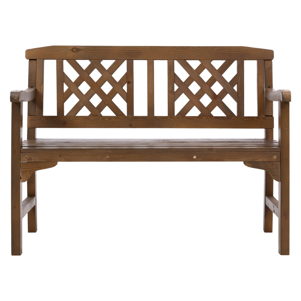 Solene Wooden Garden Bench 2 Seat Patio Furniture Timber Outdoor Lounge Chair - Natural