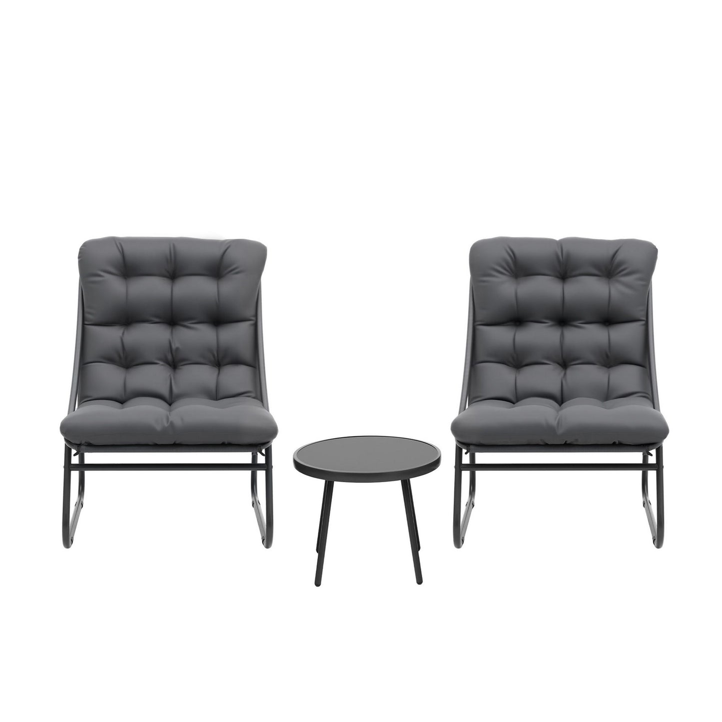 Zephira 3-Piece Outdoor Bistro Set Patio Furniture Table and Chairs Steel - Grey