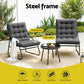 Zephira 3-Piece Outdoor Bistro Set Patio Furniture Table and Chairs Steel - Grey