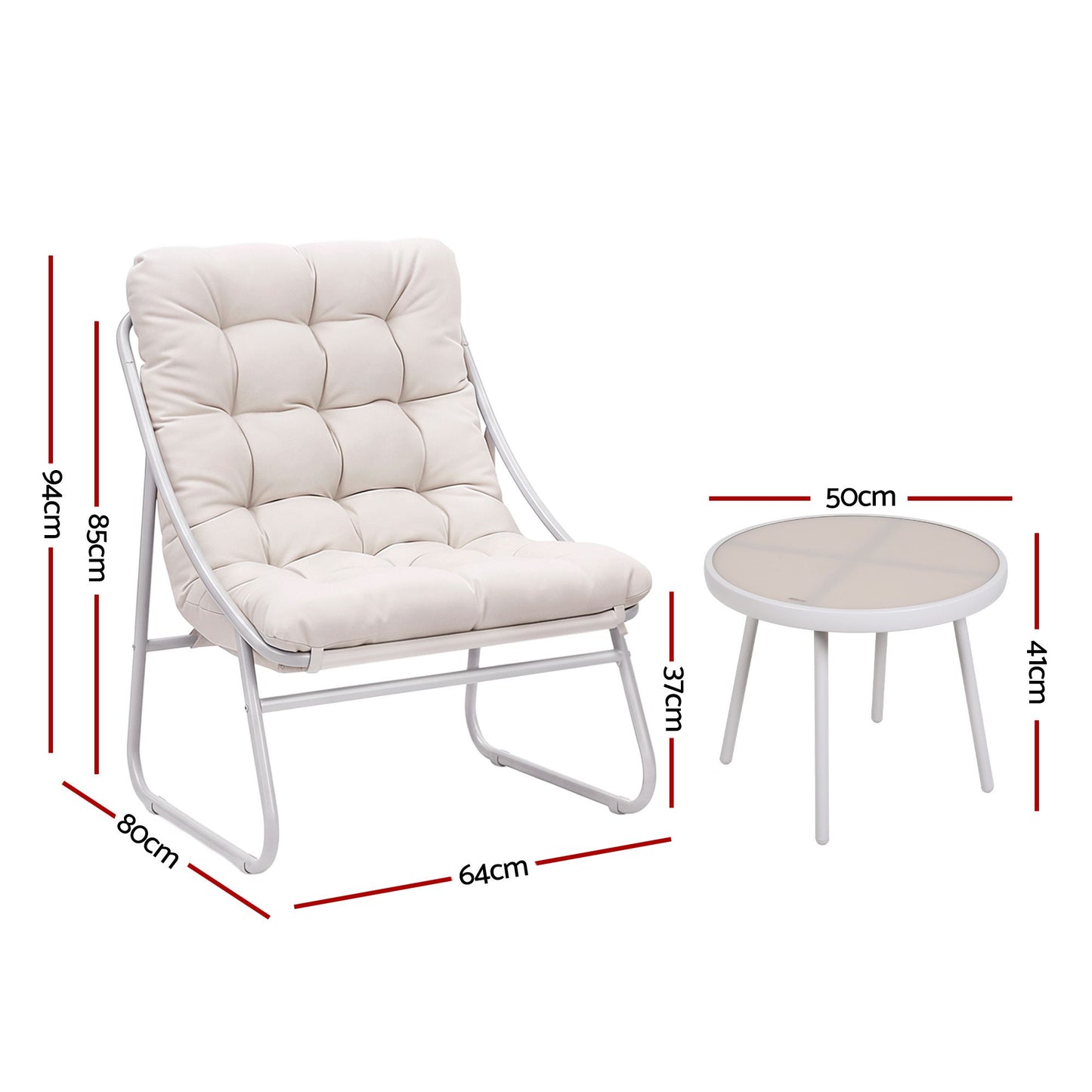 Zephira 3-Piece Outdoor Bistro Set Patio Furniture Table and Chairs Steel - Khaki