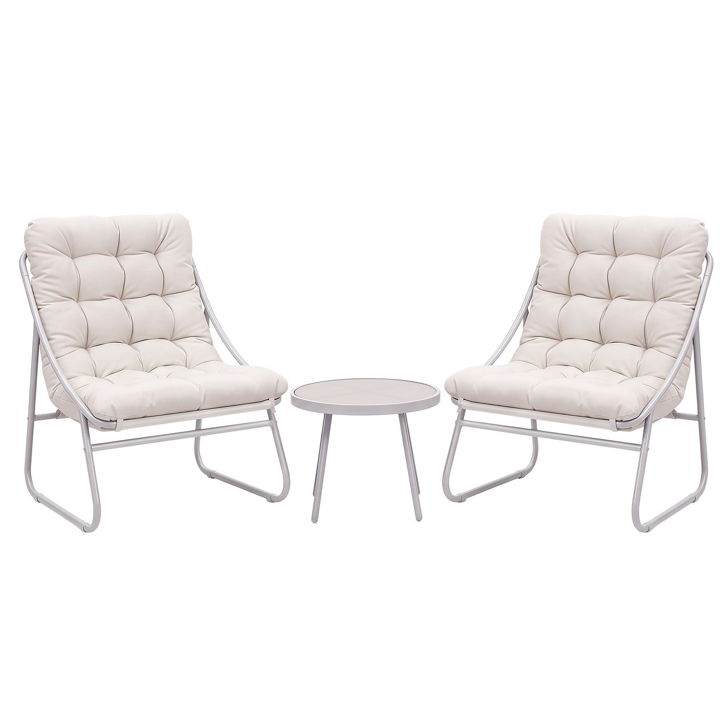 Zephira 3-Piece Outdoor Bistro Set Patio Furniture Table and Chairs Steel - Khaki