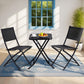 Kallan  Outdoor Bistro Set Folding Table and Chairs Patio Furniture Garden Steel - Black