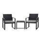 Bellamy 3-Piece Outdoor Bistro Set Patio Furniture Wicker Dining Chairs Table Cushion - Black
