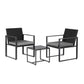 Bellamy 3-Piece Outdoor Bistro Set Patio Furniture Wicker Dining Chairs Table Cushion - Black