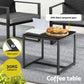 Bellamy 3-Piece Outdoor Bistro Set Patio Furniture Wicker Dining Chairs Table Cushion - Black