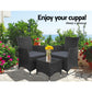 Noah 2-Seater Wicker Furniture 3-Piece Outdoor Setting - Black