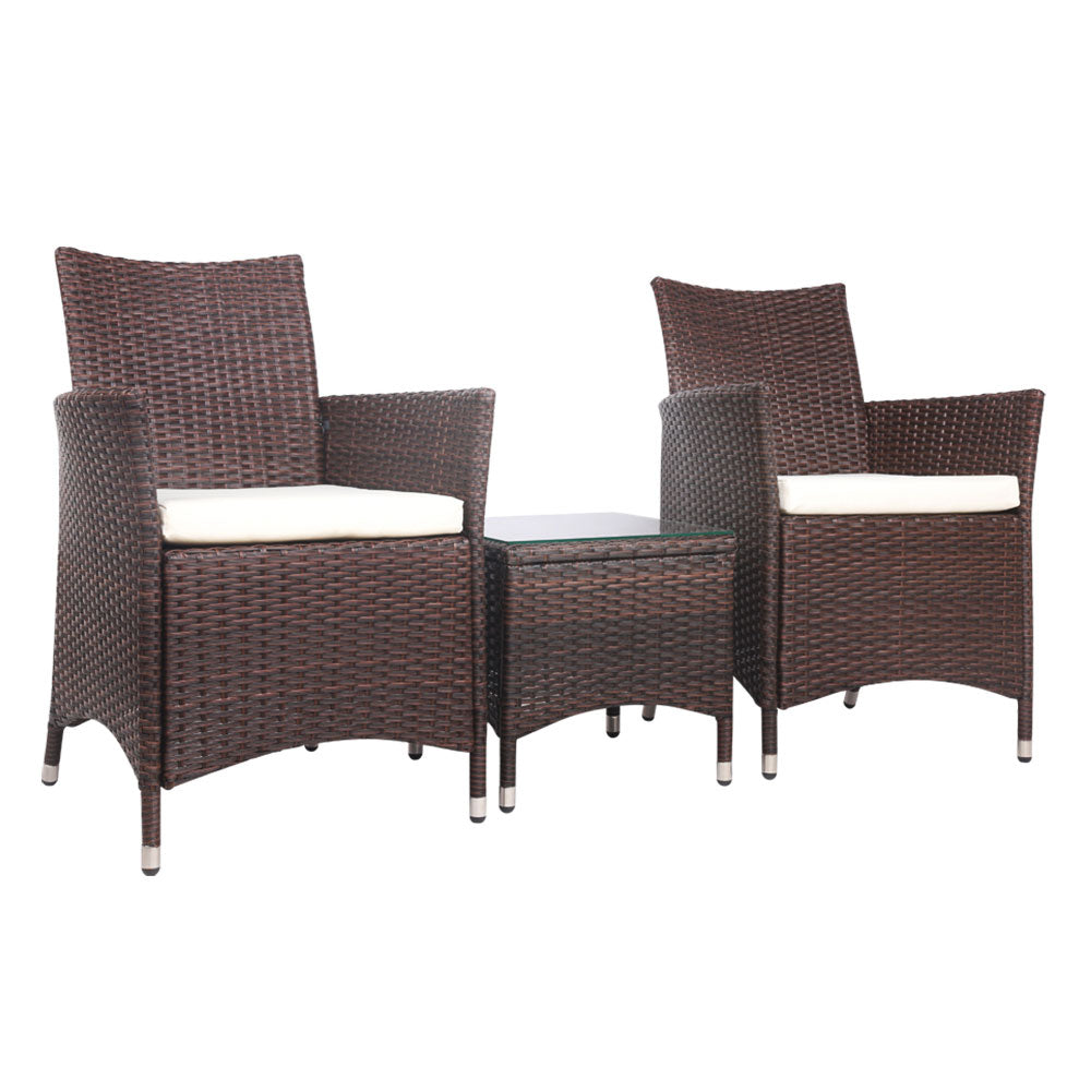 Noah 2-Seater Wicker Furniture 3-Piece Outdoor Setting - Brown
