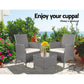 Noah 2-Seater Chair Side Table Furniture 3-Piece Wicker Outdoor - Grey