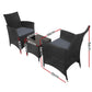 Noah 2-Seater Wicker Furniture 3-Piece Outdoor Setting with Black Tempered Glass - Black