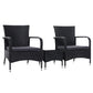 Noah 2-Seater Patio Wicker Conversation Chairs Table 3-Piece Outdoor Furniture - Black