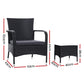 Noah 2-Seater Patio Wicker Conversation Chairs Table 3-Piece Outdoor Furniture - Black