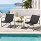 Nayeli 3-Piece Outdoor Bistro Set Table and Chairs Steel Dining Chair Patio Furniture Textilene - Black