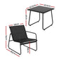 Nayeli 3-Piece Outdoor Bistro Set Table and Chairs Steel Dining Chair Patio Furniture Textilene - Black