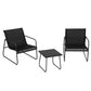 Nayeli 3-Piece Outdoor Bistro Set Table and Chairs Steel Dining Chair Patio Furniture Textilene - Black