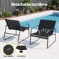 Nayeli 3-Piece Outdoor Bistro Set Table and Chairs Steel Dining Chair Patio Furniture Textilene - Black