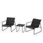 Nayeli 3-Piece Outdoor Bistro Set Table and Chairs Steel Dining Chair Patio Furniture Textilene - Black