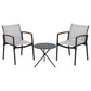 Nayeli 3-Piece Outdoor Bistro Set Table and Chairs Steel Dining Chair Patio Furniture Textilene - Grey