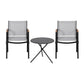 Nayeli 3-Piece Outdoor Bistro Set Table and Chairs Steel Dining Chair Patio Furniture Textilene - Grey