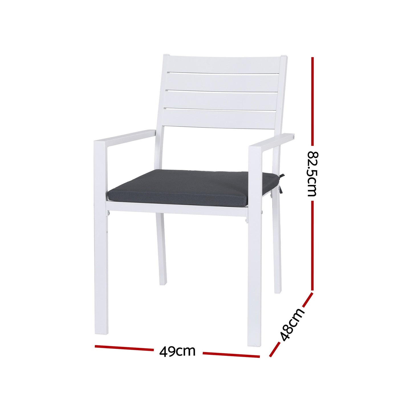 Rylian Set of 4 Outdoor Dining Chairs Stackable Aluminum Lounge Chair Patio Furniture - White