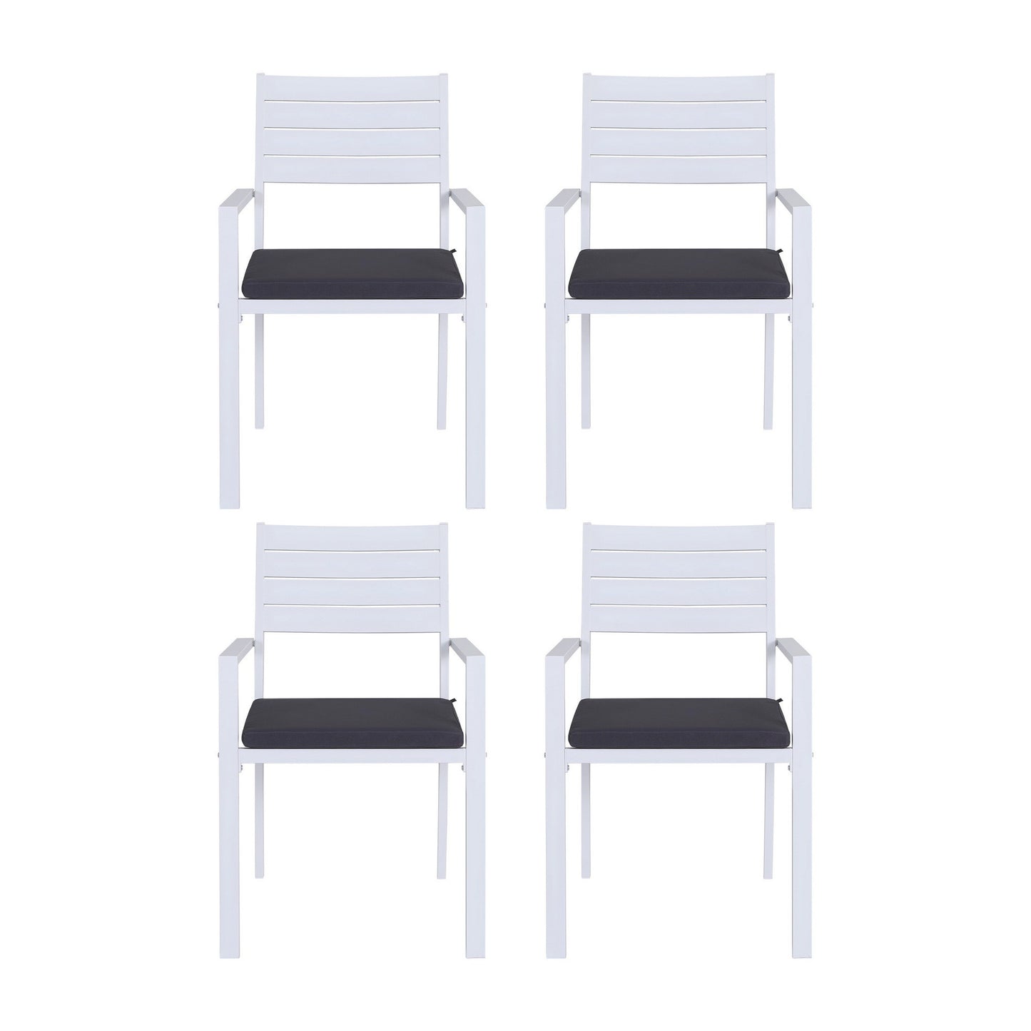 Rylian Set of 4 Outdoor Dining Chairs Stackable Aluminum Lounge Chair Patio Furniture - White