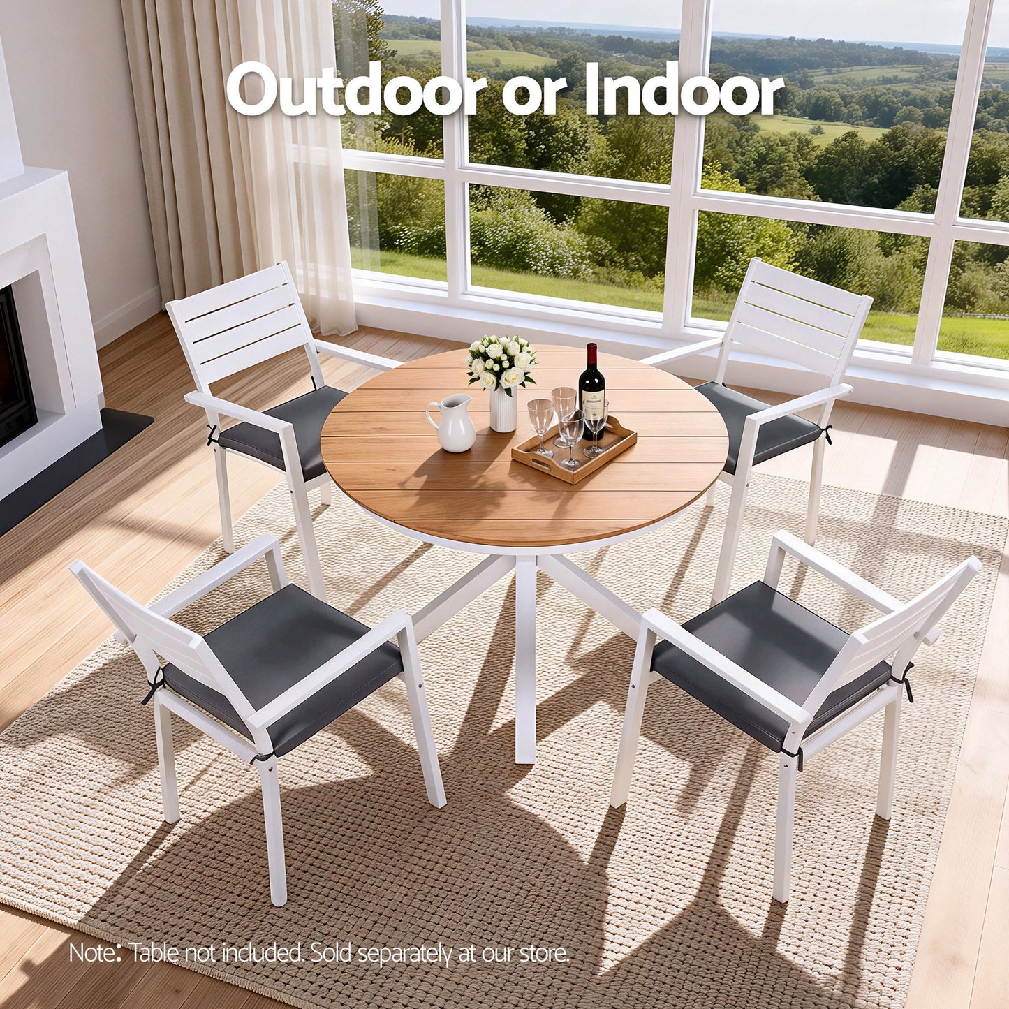 Rylian Set of 4 Outdoor Dining Chairs Stackable Aluminum Lounge Chair Patio Furniture - White