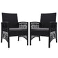 Mitchell Set of 2 Outdoor Dining Chairs Patio Furniture Wicker Lounge Chair Garden - Black
