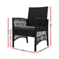 Mitchell Set of 2 Outdoor Dining Chairs Patio Furniture Wicker Lounge Chair Garden - Black