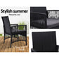 Mitchell Set of 2 Outdoor Dining Chairs Patio Furniture Wicker Lounge Chair Garden - Black