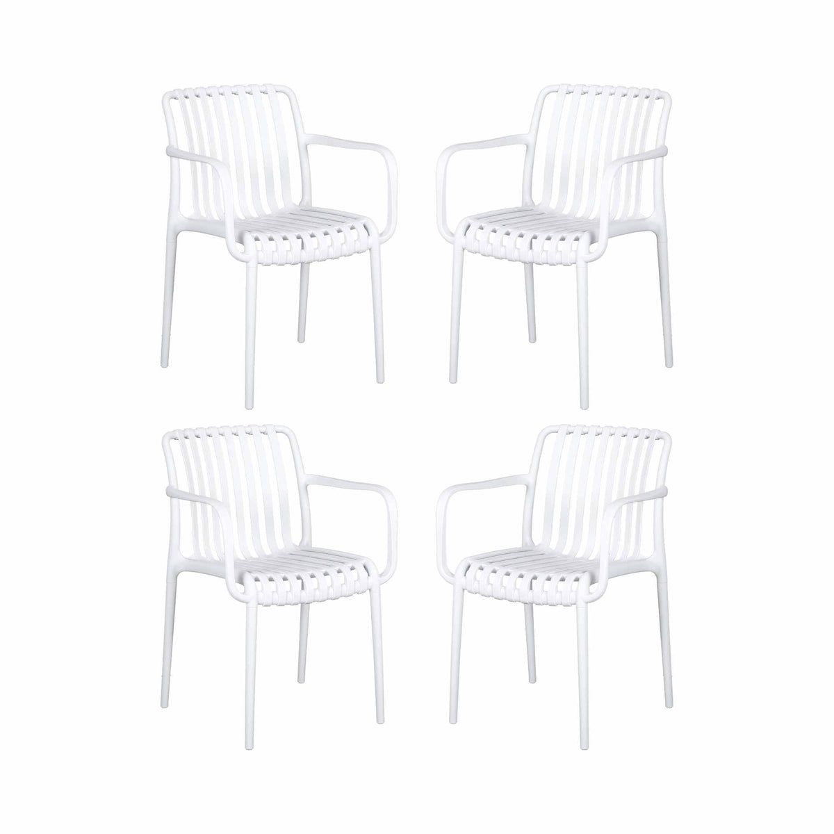 Yorkton Set of 4 Outdoor Dining Chairs Patio Furniture PP Stackable Chair Garden - White