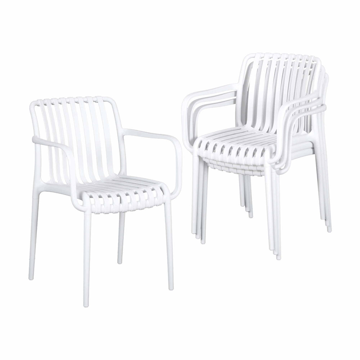 Yorkton Set of 4 Outdoor Dining Chairs Patio Furniture PP Stackable Chair Garden - White