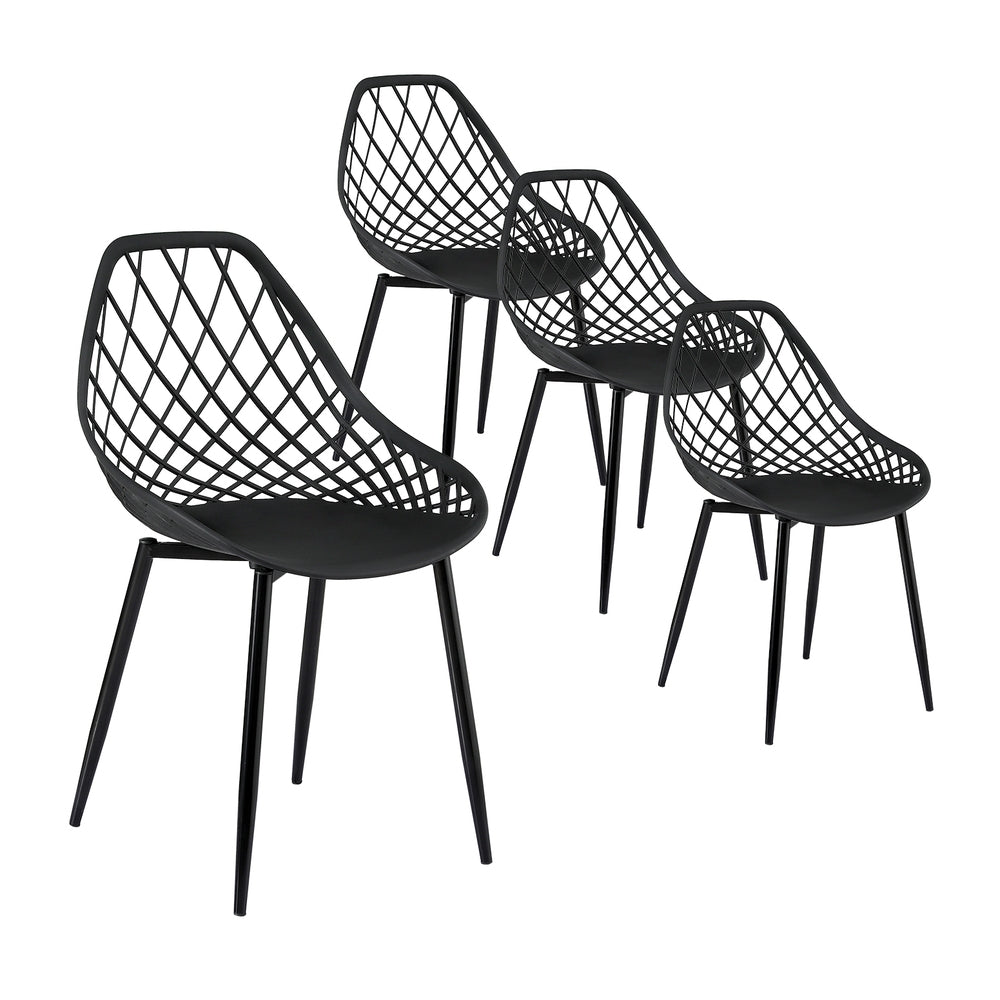 Oriana Set of 4 Outdoor Dining Chairs PP Lounge Chair Patio Garden Furniture - Black