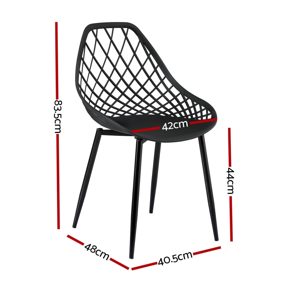 Oriana Set of 4 Outdoor Dining Chairs PP Lounge Chair Patio Garden Furniture - Black