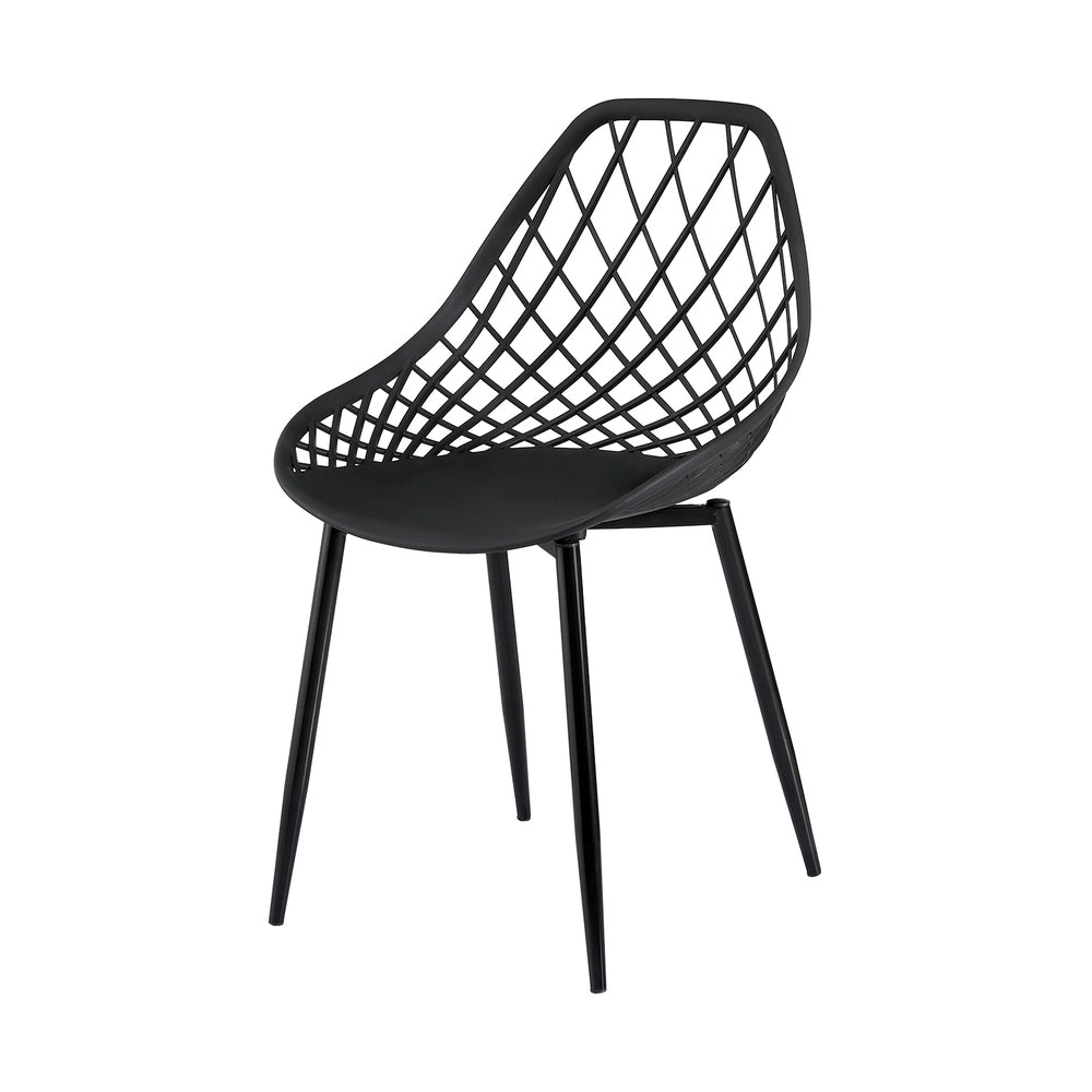 Oriana Set of 4 Outdoor Dining Chairs PP Lounge Chair Patio Garden Furniture - Black