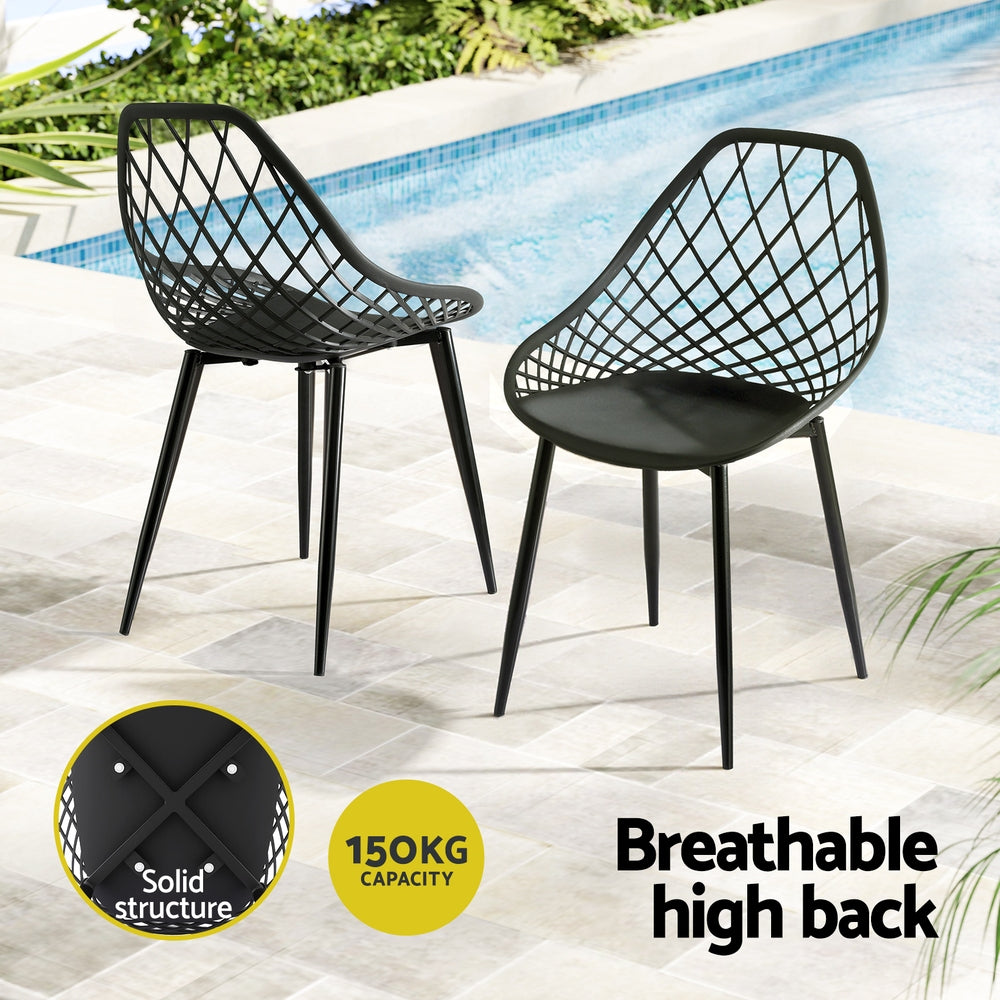 Oriana Set of 4 Outdoor Dining Chairs PP Lounge Chair Patio Garden Furniture - Black