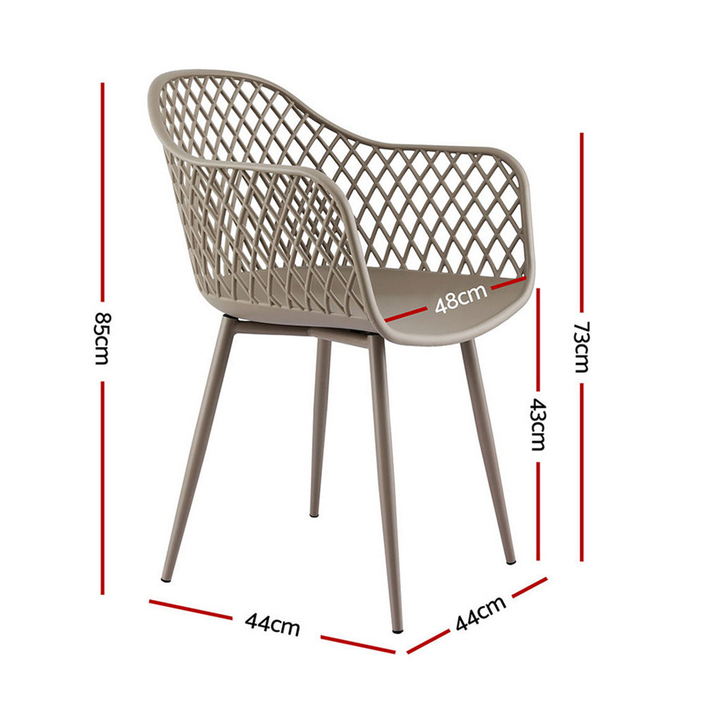Lucette Set of 4 Outdoor Dining Chairs PP Lounge Chair Patio Furniture Garden - Coffee