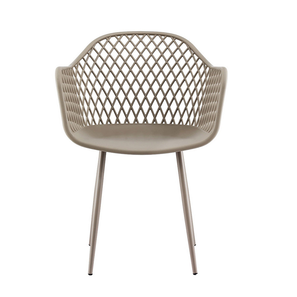 Lucette Set of 4 Outdoor Dining Chairs PP Lounge Chair Patio Furniture Garden - Coffee