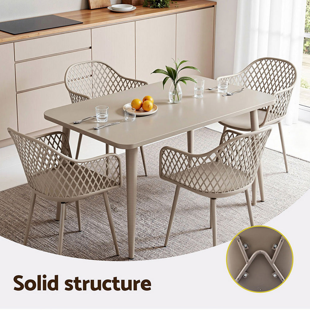 Lucette Set of 4 Outdoor Dining Chairs PP Lounge Chair Patio Furniture Garden - Coffee