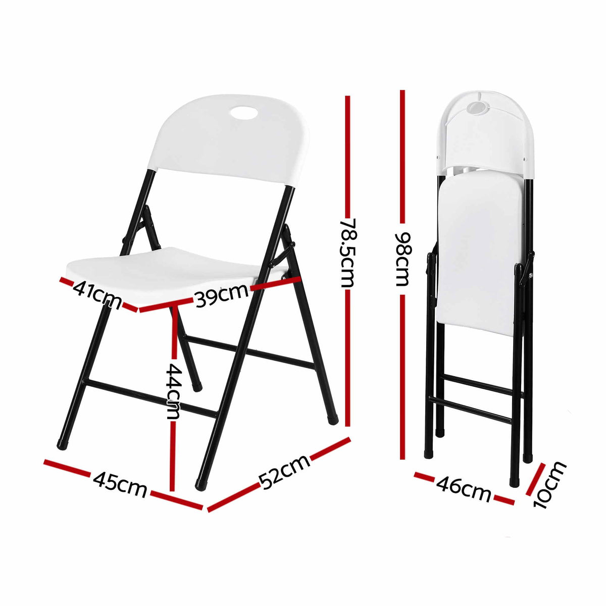 Langley Set of 4 Outdoor Dining Chairs PP Folding Chair Patio Garden Furniture - White