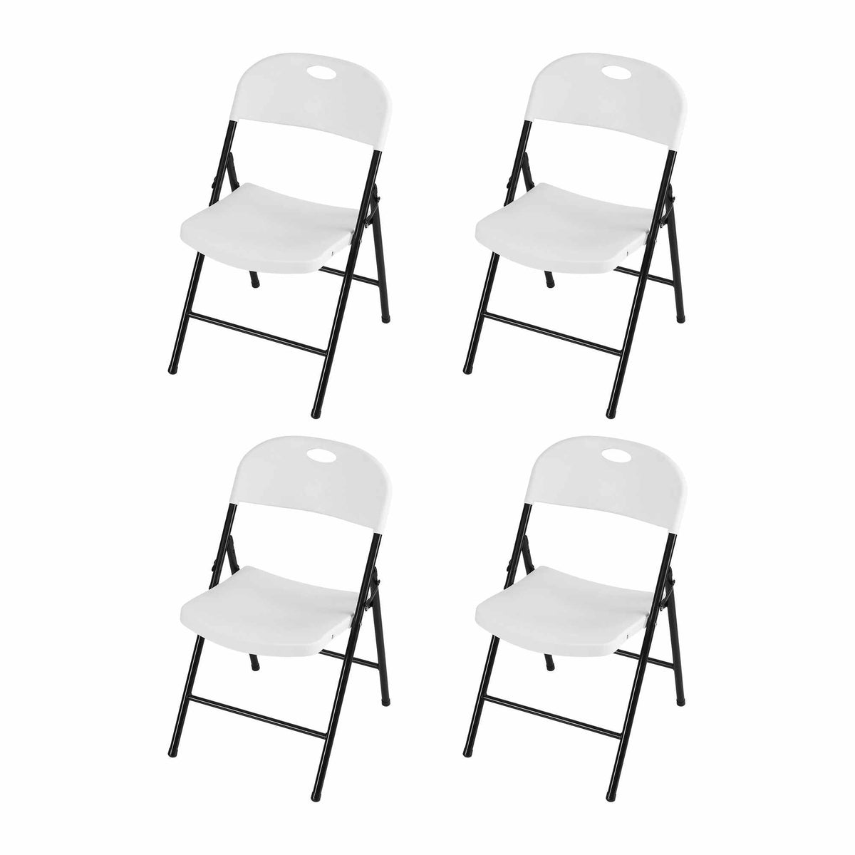 Langley Set of 4 Outdoor Dining Chairs PP Folding Chair Patio Garden Furniture - White