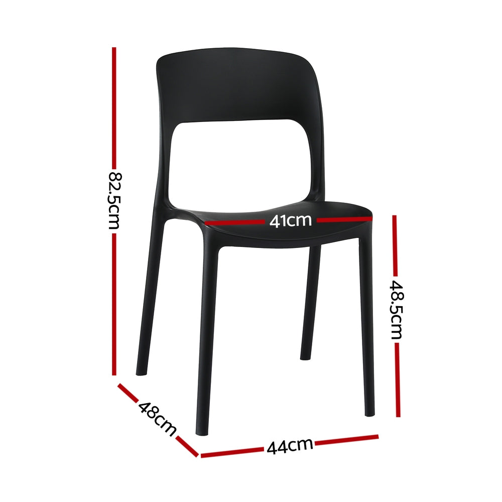 Cassiel Set of 4 Outdoor Dining Chairs Stackable PP Patio Chair Garden Furniture - Black