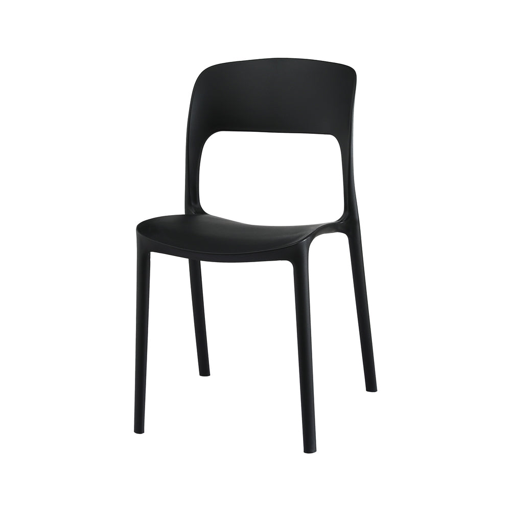 Cassiel Set of 4 Outdoor Dining Chairs Stackable PP Patio Chair Garden Furniture - Black