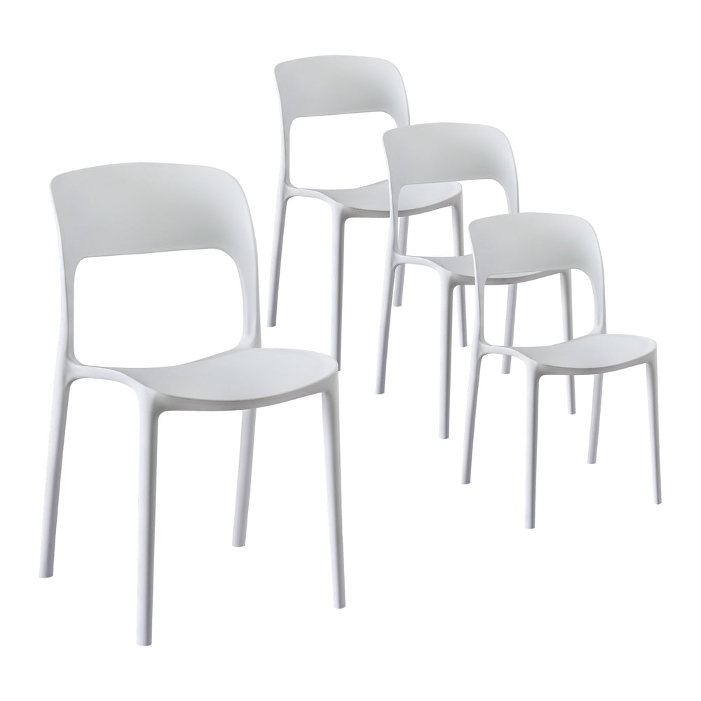 Cassiel Set of 4 Outdoor Dining Chairs Stackable PP Patio Chair Garden Furniture - White
