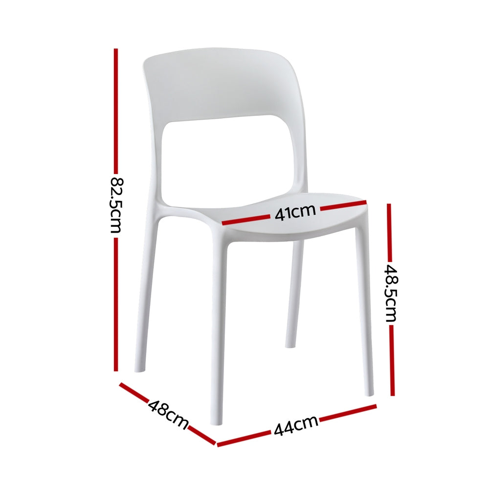 Cassiel Set of 4 Outdoor Dining Chairs Stackable PP Patio Chair Garden Furniture - White