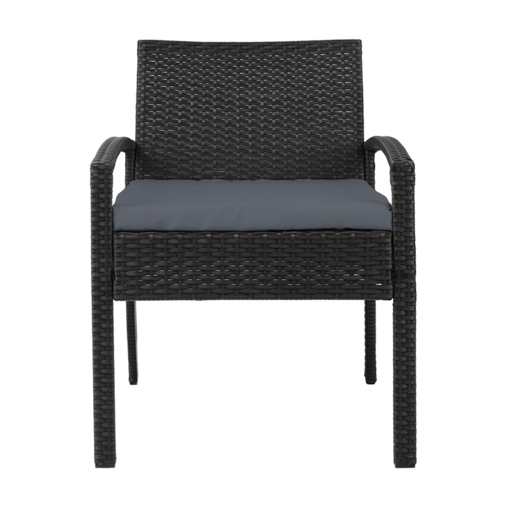 Mitchell Outdoor Dining Chairs Patio Furniture Rattan Lounge Chair Cushion - Black