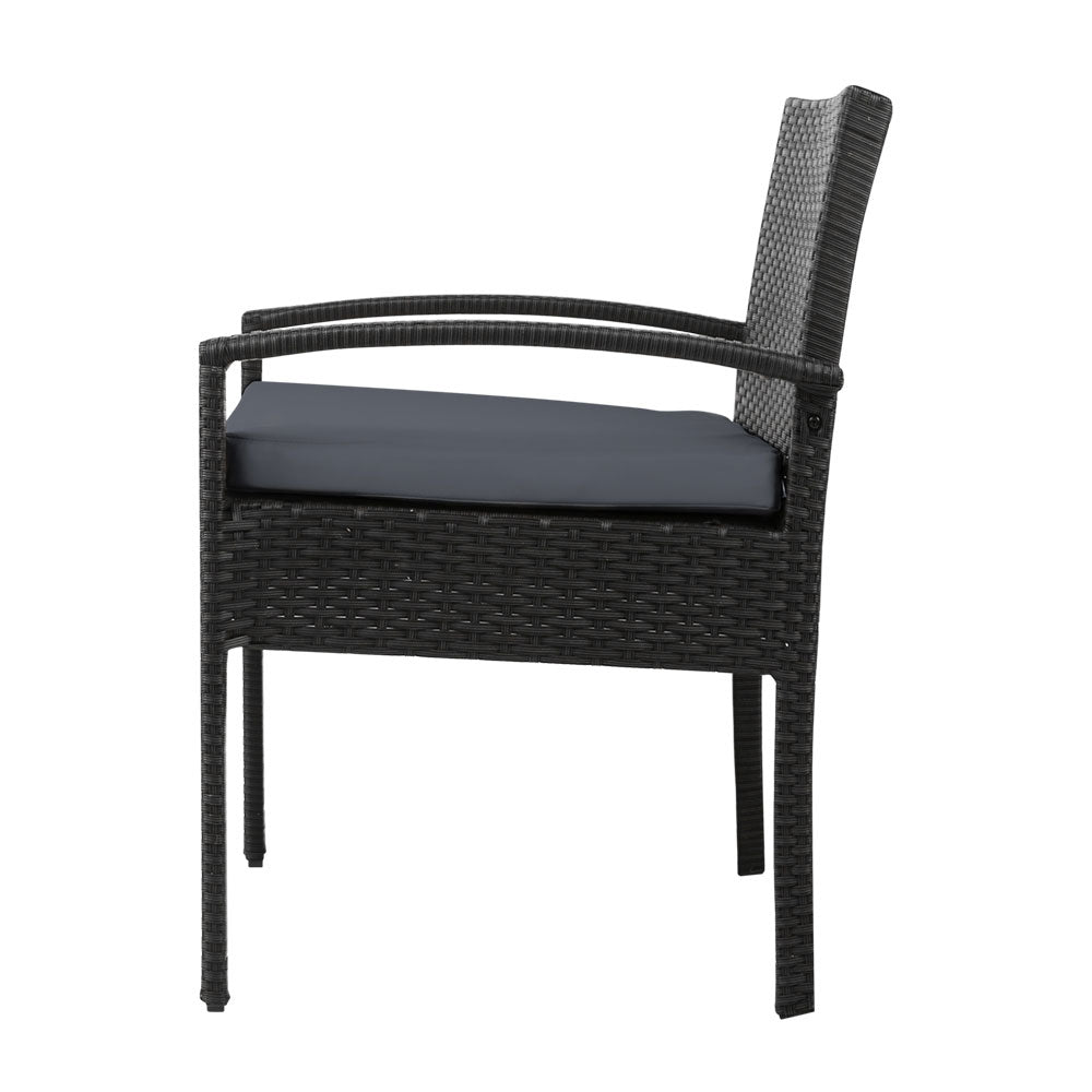 Mitchell Outdoor Dining Chairs Patio Furniture Rattan Lounge Chair Cushion - Black