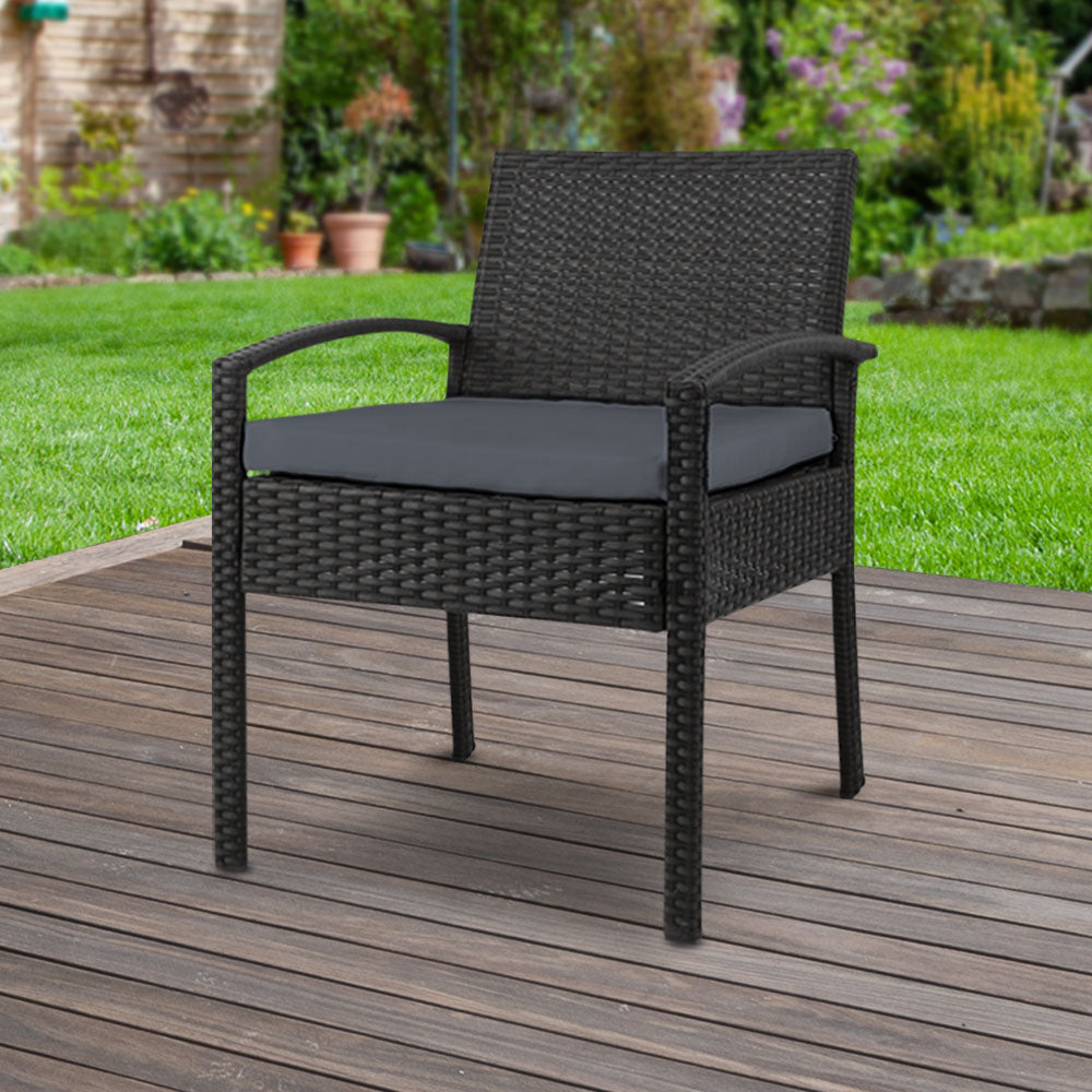 Mitchell Outdoor Dining Chairs Patio Furniture Rattan Lounge Chair Cushion - Black