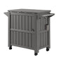 Outdoor Storage Cabinet Box 80L Ice Bucket Cooler Rolling Serving Cart Kitchen Trolley Brown