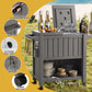 Outdoor Storage Cabinet Box 80L Ice Bucket Cooler Rolling Serving Cart Kitchen Trolley Brown